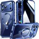 Reukdnv [Built-in Privacy Screen Protector & Invisible Ring Stand] Privacy Case for iPhone 17 Pro 6.3'' [Soft Bumper Full Signal] [Compatible with MagSafe] Full-Body Shockproof Clear Case, Blue