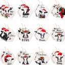 Spiareal 24 Pcs Christmas Cow Ornament Wooden Cows Christmas Tree Decorations Hanging Wood Funny Farm Animal Ornaments for Farmhouse Home Xmas Holiday Crafts Party Supplies