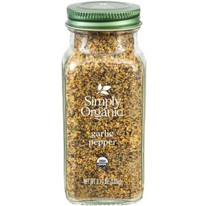 Simply Organic Garlic Pepper, 3.73 Ounce Jar, Blended with Pepper Sea Salt and Onion for Robust Flavor to any Dish (EXP 11/01/27)