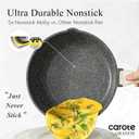 CAROTE 12 Inch Nonstick Deep Frying Pan with Lid, 5.5 Qt Jumbo Cooker Saute Pan with Pour Spout, Skillet Induction Cookware, Non Stick Cooking Pan PFOA Free, Classic Granite
