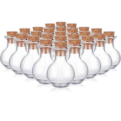 Gejoy 30 Pieces 0.9 x 0.6 Inches Mini Glass Bottles Clear Drifting Small Wishing Bottles with Cork Stoppers for Wedding Birthday Party DIY Crafts Supplies