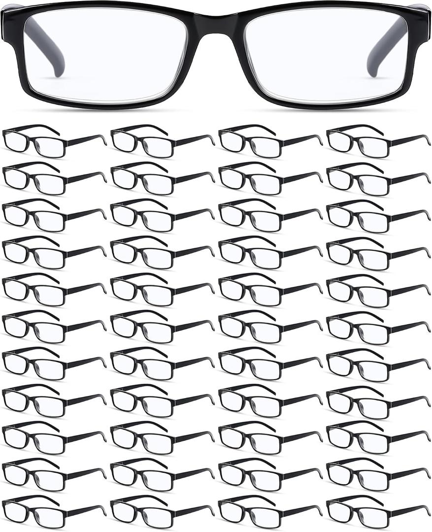 Yexiya 50 Pack Reading Glasses Bulk for Men Women Frame Eyeglasses with Spring Hinge Traditional Readers for Office Home (EXP 02/05/29) +3.00
