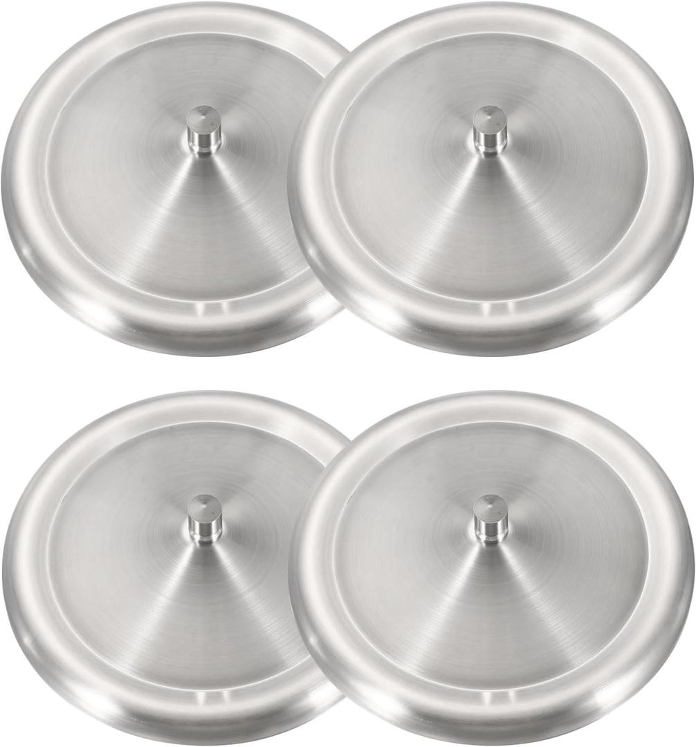 uxcell 4Pcs Stainless Steel Mug Cover, 4.8" Universal Cup Lid Dust Prevention Brushed Surface Replacement Mug Lids for Hot Tea Home Kitchen Camping Daily Use