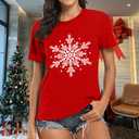 Christmas Shirts for Women Winter Short Sleeve Xmas Tee Tops