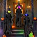 winemana 3 Pack 6ft Witch Stakes with Multi-Color LED Lights, Halloween Outdoor Decorations, Glowing Witch Haunted House Props for Outdoors, Garden, Patio, Yard