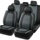 Road Comforts Car Seat Cover, Leather Car Seat Cover Full Set, Automotive Seat Covers, Airbag Compatible Universal Fit for Most Cars (Gray)