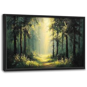 Large Green Forest Wall Art for Living Room Tree Pictures Sunshine Big Wall 