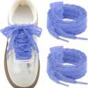 Flat Lace Shoelaces for Women: 2 Pairs 2.3CM Wide Lacy Shoe Laces | Lace Fancy Designs, Soft and Elastic, Free Cut for DIY Decorations