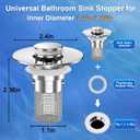 2 x Sink Stopper Hair Catcher,(2PCS) Pop-up Sink Drain Strainer with Removable Stainless Steel Strainer Basket Hair Catcher, Bathroom Sink Strainer for Bathroom Sink Stopper Replacement
