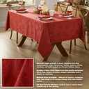 Newbridge Sienna Red Fancy Leaves Damask Fabric Holiday Tablecloth, 60 x 84 Inch Rectangle, Elegant Swirling Leaf Pattern, No Iron Soil Resistant Dining Room Party Table Cover