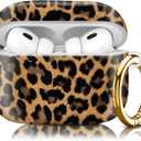 Compatiable with AirPod Pro 2nd/1st Generation Case,Lightweight & Durable Resistant Hard Case with Keychain,Stylish Design AirPod Case Cover for Women (Leopard Print Leather)