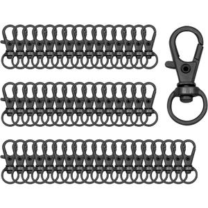 Swivel Snap Hooks Premium Metal Lobster Claw Trigger Clasps for Lanyard Keychain Rings Bag Purse Tag Jewelry Making DIY Crafts (Length: 1.26inch(32mm) Inside width: 0.39inch(10mm) 50pcs Gun Black)