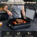 Nonstick Cast Iron Griddle for Ninja Sizzle Smokeless Indoor Grill Nanoceramic Griddle Insert for Ninja Grill GR101 GR101 14 inch Flat Top Grill Plate for Smokeless Sizzle GR100 Series