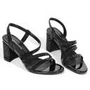 RONILURN Heels For Women Heeled Sandals High Chunky Heels Strappy Open Toe Rhinestone Round Toe Comfortable Sparkly Dress Wedding Shoes Bridal Prom, 8