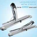 Long Reach Stapler,with 2000 Staples & Stapler Remover Full Strip20-25 Sheet Capacity,with Built-in Ruler and Adjustable Locking Paper Guide, Silvery