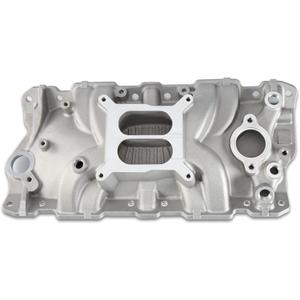 2701 Intake Manifold Aluminum Dual Plane SBC Compatible with Chevy Small Block 305 327 350 262-400 V8 Engine 1955-1986 5500 RPM Range Silver
