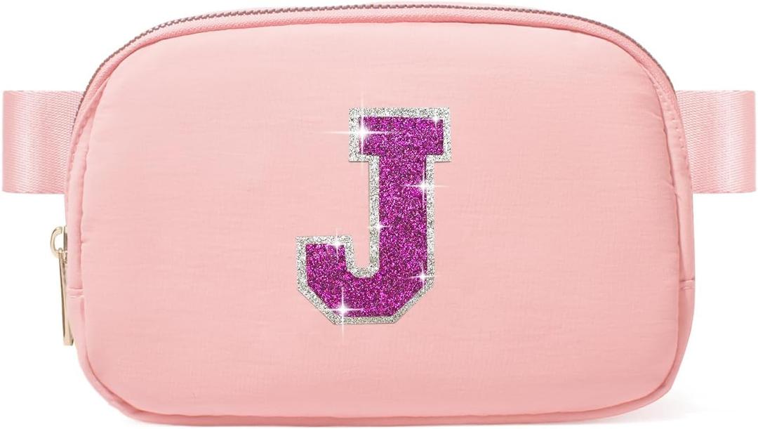 6 7 8 9 10 11 12 Year Old Girl Gifts Personalized Birthday Gifts for Her Sister Daughter Initial Crossbody Bag Fanny Pack Purse for Teen Girl Gifts Trendy Stuff Preppy Stuff (Light Pink-J)