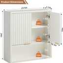 LEYAOYAO Modern Fluted Bathroom Wall Cabinet, Wall-Mounted Medicine Cabinet, 7.7"D×23.5"W×24"H
