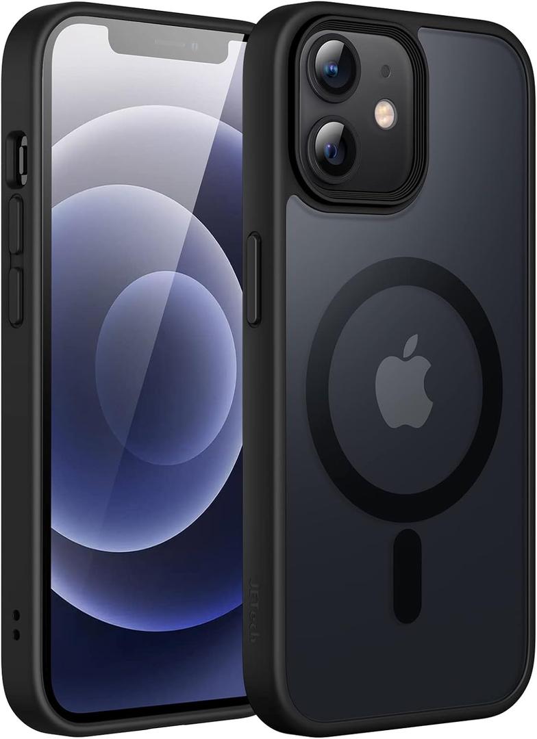 Magnetic Case for iPhone 12/12 Pro 6.1 Inch Compatible with MagSafe, Translucent Matte Back Cover Slim Shockproof (Black)