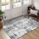 Entryway Rug 3x5 Grey Bedroom Area Rug Washable Non Slip Abstract Boho Rugs for Indoor Entry, Kitchen, Classroom, Bathroom, Kids Girls Room, Office, College Dorm Small Carpet