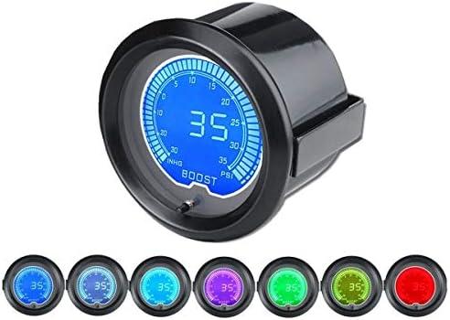 52mm (2") 7-Color Digital LED Turbo Boost Gauge - 0-60 PSI Boost Pressure Meter for Car Truck Boat Auto Racing