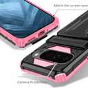 for Google Pixel 9 Pro XL & Pixel 10 Pro XL Wallet Case with Credit Card Holder Stand Kickstand Slim Rugged Shockproof Heavy Duty Defender Armor Military Grade Protective Phone Case - Pink