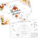 Thanksgiving Disposable Paper Placemats - 24 Pack Fall Turkey Harvest Thanksgiving Day Placemats for Kids Painting Coloring Family Dining Table Mats Holiday Table Decorations