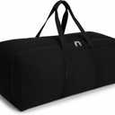 Extra Large Canvas Travel Duffle Bag Heavy Duty, Sports Military Camping Tent Storage (Side-opening Black)