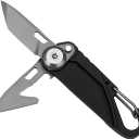 TACRAY Vinto 5-in-1 Mini Utility Keychain Knife  Ultra-Light Compact Multitool with Knife, Seatbelt Cutter, Bottle Opener, Flathead Screwdriver & Keyring Attachment for Everyday Carry (Black)