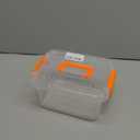 SIXRUN Plastic Storage Bin with Latching Buckles, Clear, Medium, Portable Handle, Heavy Duty Container with Lid (13.77"L x 10.23"W x 6.29"H)