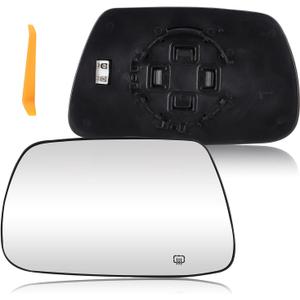 Driver Left Side Mirror Glass with Heated Fit for Jeep Grand Cherokee 2005-2010, Replacement for 5142875AA