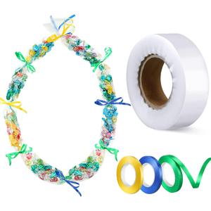 Glenmal Graduation Candy Lei Making Kit Plastic Lei Bags for Party Include 2 Inch x 110 yd Poly Tubing 3 Rolls Ribbon Graduation Bags Crafts for Party Supplies