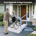 Folding Wheelchair Ramp with Handrails for Steps Heavy Duty Threshold Ramp 500lbs Capacity, Safe Door Portable Ramp with Handle for Home Entrance for Elderly, Walkers, Mobility Scooters