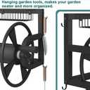 Artigarden Outdoor Wall Mounted Hose Reel with Hook, Garden Heavy-Duty Water Holder Winder with 3.9 ft Leader Hoses, Brass Fitting and Storage Basket for Yard, Holds 125 Ft of 5/8-Inch Hose, Black
