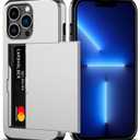 Nvollnoe for iPhone 13 Pro Case with Card Holder Heavy Duty Protective Dual Layer Shockproof Hidden Card Slot Slim Wallet Case for iPhone 13 Pro for Men&Women(Silver)