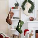 3 Sets Velvet Christmas Stockings Aesthetic Xmas Stockings with Personalized Blank Wooden Name Tags Rustic Christmas Decor for Fireplace Mantle Farmhouse Home Tree, 17 Inches Large(Mixed)