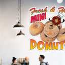 Custom Food Truck Decals Fresh and Hot Mini Donuts Food and Beverage Concession Concession Sign 18 in on Longest Side Design Only