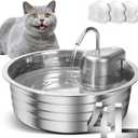 Cat Water Fountain, 4L/135OZ Stainless Steel Pet Fountain with 3 Filters Dog Water Dispenser, Dog Water Bowl Cat Drinking Fountains Watering Supplies with Ultra-Quiet Pump for Pets Indoor