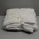 Cozy Bliss Faux Fur Throw Blanket for Couch, Cozy Warm Plush Striped Blanket for Sofa Bedroom Living Room, 50 * 60 Inches Cream White