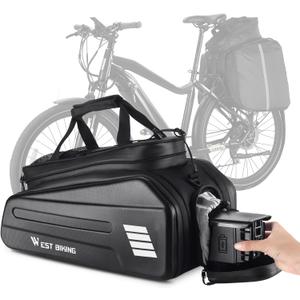 Ebike Battery Bag - Hard Shell E Bike Rack Bag, 30L Electric Bicycle Rear Rack Bag, Multifunction Large Pannier for Bicycle, Electric Bike Rear Seat Bag Bike Trunk Bag (BLACK1)