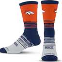 For Bare Feet NFL mens Elevate Crew Sock (Large, Team Color)