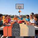 Gilprop 4 Pcs Basketball Table Runner Basketball Birthday Party Decoration 72 x 13 Inch March Party Decoration Sports Ball Tablecloth Decor for Dining Room Home Kitchen Table Decor