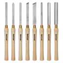 HURRICANE 8pc Wood Lathe Chisel Set, M2 HSS Wood Turning Tools with 10" Solid Hardwood Handles, Lathe Tool Kit for Beginners and DIY Hobbyists, Includes Protective Wooden Box