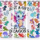 Dragon Stainless Steel Tumbler, Water Bottle Gifts, Double Wall Travel Coffee Mug Vacuum Insulated Thermal Cup, Graduation Birthday Animal Lovers Gifts for Women Girls Dragon Lovers