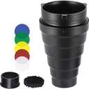 Heliora Metal Conical Studio Snoot Kit & Honeycomb Grid &5pcs Color Filters | Snoot Photography for Bowens Mount Studio Strobe Monolight Photography Flash