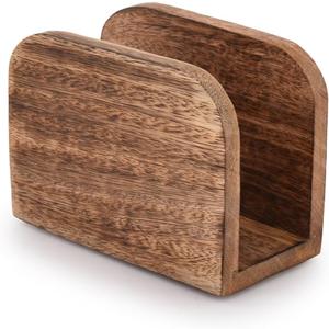 Samhita Burning Finish Mango Wood Napkin Holders For Kitchen Upright Paper Napkin Storage Dispenser House, Party, Restaurant, Hotel, Cafe, Bar (5.5"x 2.5"x 4")