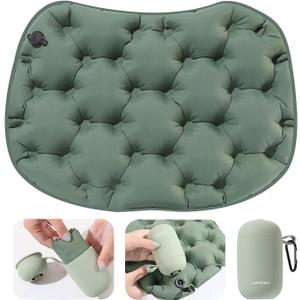 Inflatable Seat Cushion, Lightweight Portable Air Cushion with Pump, Airplane Seat Pad for Flights Pressure Relief, Waterproof Chair Pad, Stadium Cushions for Travel, Camping, Hiking(Green)