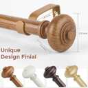 Wood Curtain Rods for Windows 30 to 56 Inch, Boho Vintage Decorative 1 Inch Diameter Wooden Curtain Rod, Adjustable Heavy Duty Rustic Farmhouse Drapery Pole with Imitation Wood Grain Finials