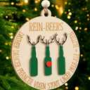 3 x Rein-Beers Christmas Ornament, Funny Wooden Ornament, Cowokers White Elephant Gift, for Men Friends, Funny Beer New Year Ideas 2024