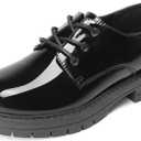DREAM PAIRS Boys Girls Dress Shoes Kids Uniform Formal Classic Oxfords Lace-up for Toddler Little Big Kid (Black-pat), Size: 12 Little Kid